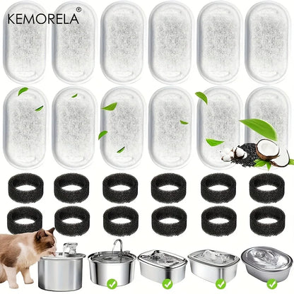 12/15PCS Cat Water Fountain Activated Carbon Sponge Filters for Stainless Steel Water Dispenser Pet Healthy Water Care Accessory