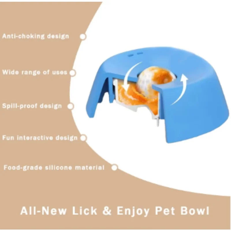 Slow Feeder Dog Bowls for Liquid Treat, 【Enrichment Ball-Roll】 Bone Broth Dog Lick Bowl, 3/4 Cup Yogurt Pup Lick Toy